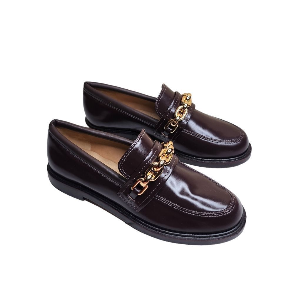 NWOB Schutz Dannie women's dark choco leather slip - on loafers Size 6.5